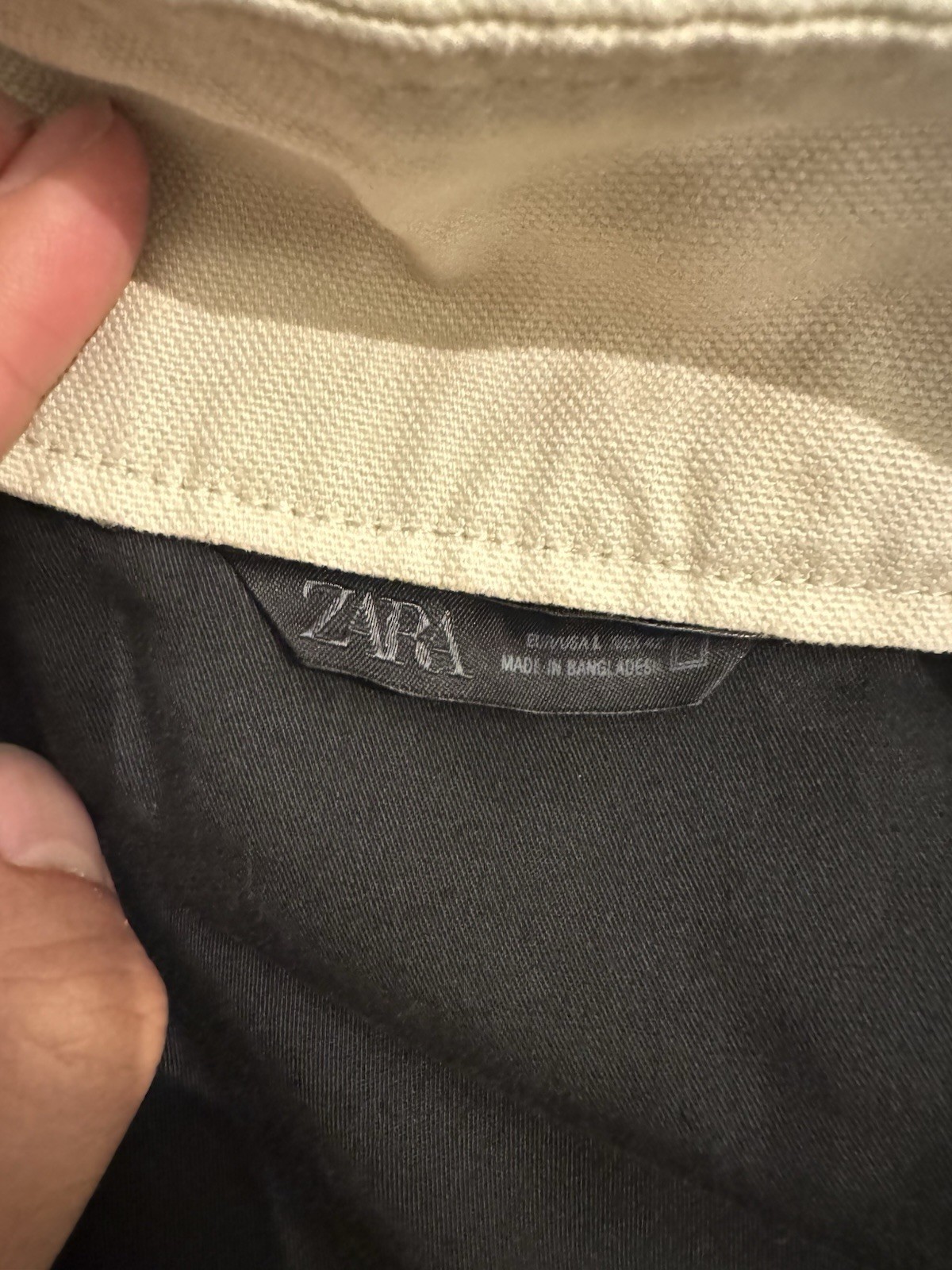 ZARA Men’s L Cream Canvas Utility Jacket Metal Toggle Workwear Bomber