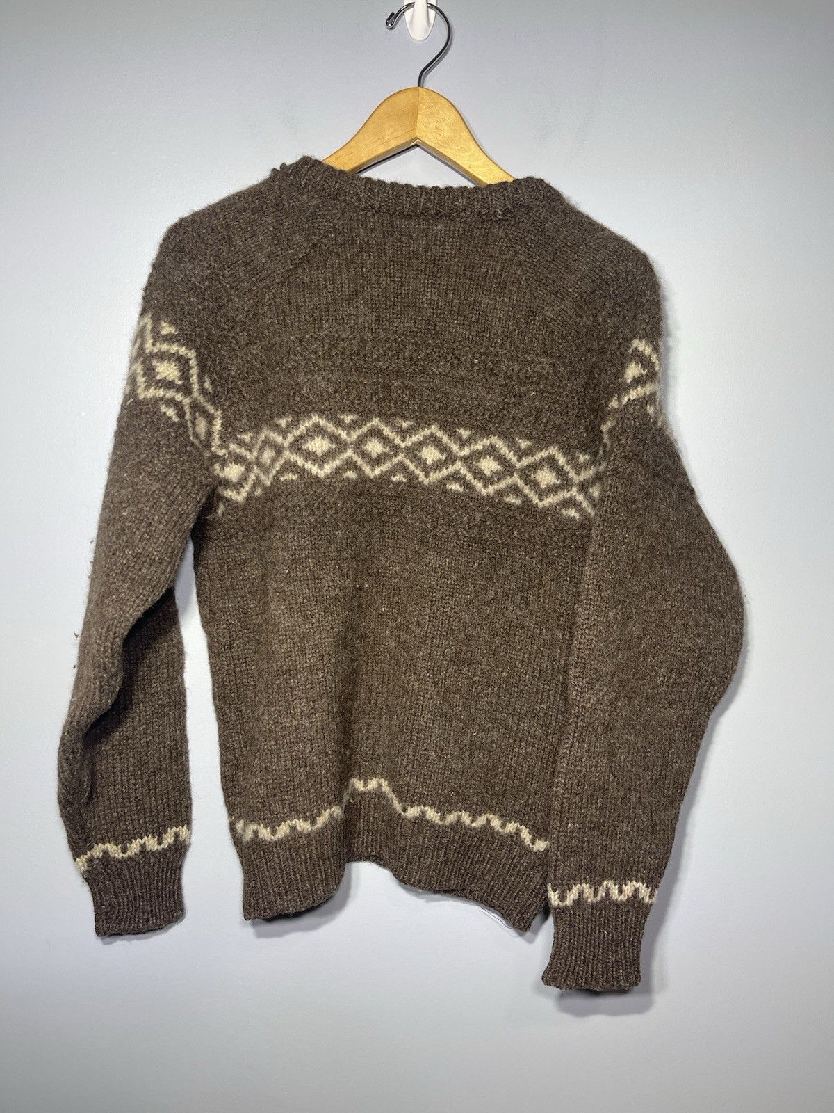 Vintage GAELTARRA Hand Loomed WoolSweater Size 42 (107cm) Brown & Cream Ireland