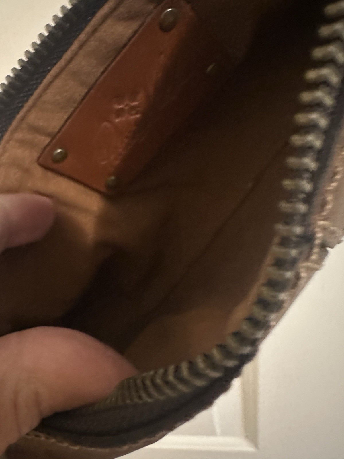 Patricia Nash Oblong Western Italian Leather Zipper Boho Wristlet Bag