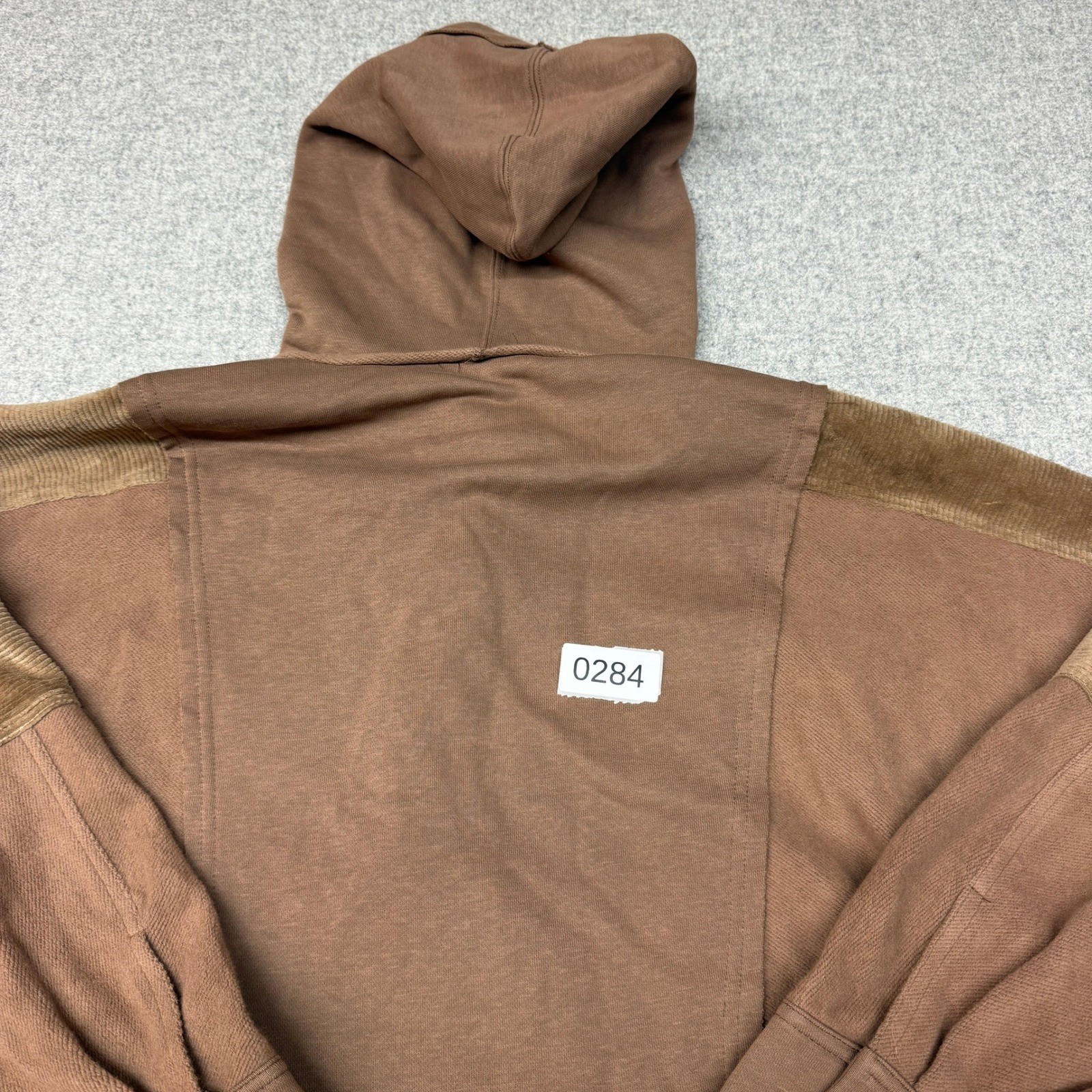 AEMI+CO Hoodie Pullover Small Brown Corduroy Mixed Media Snap Henley Oversized T