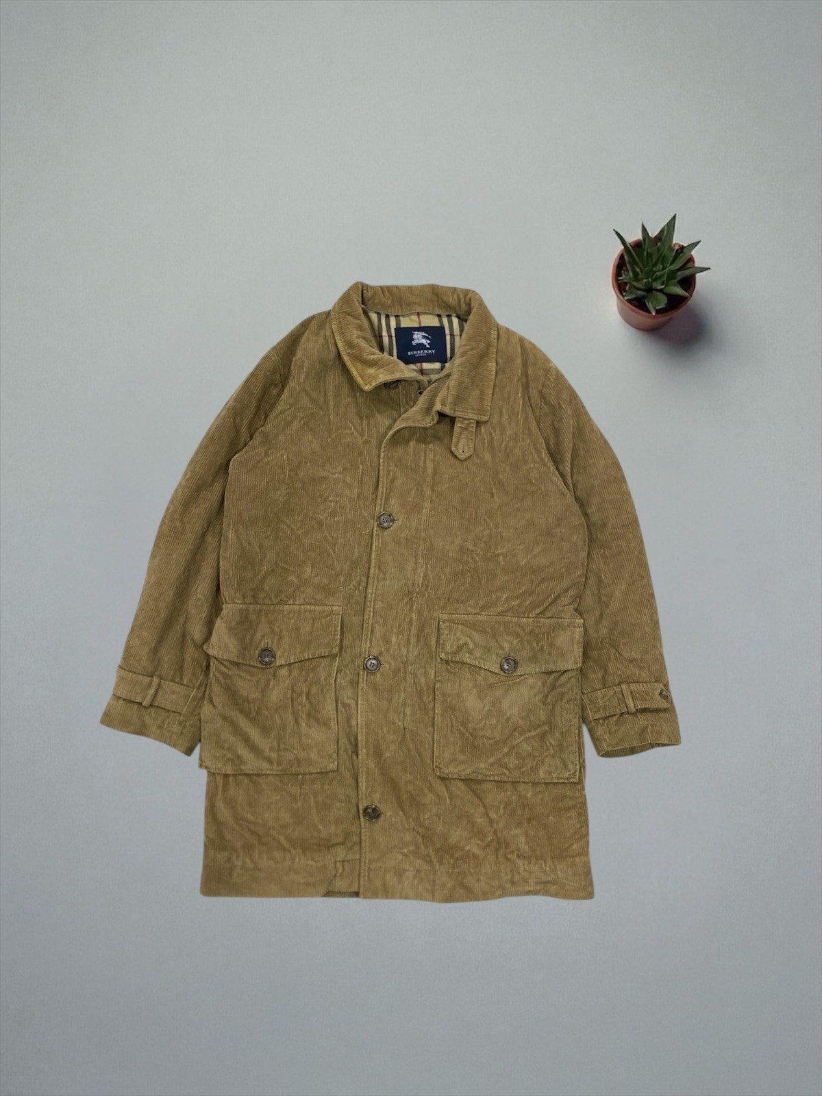 VTG Burberry London Corduroy Jacket Sherpa Lined Beige Nova Check Men Sz L