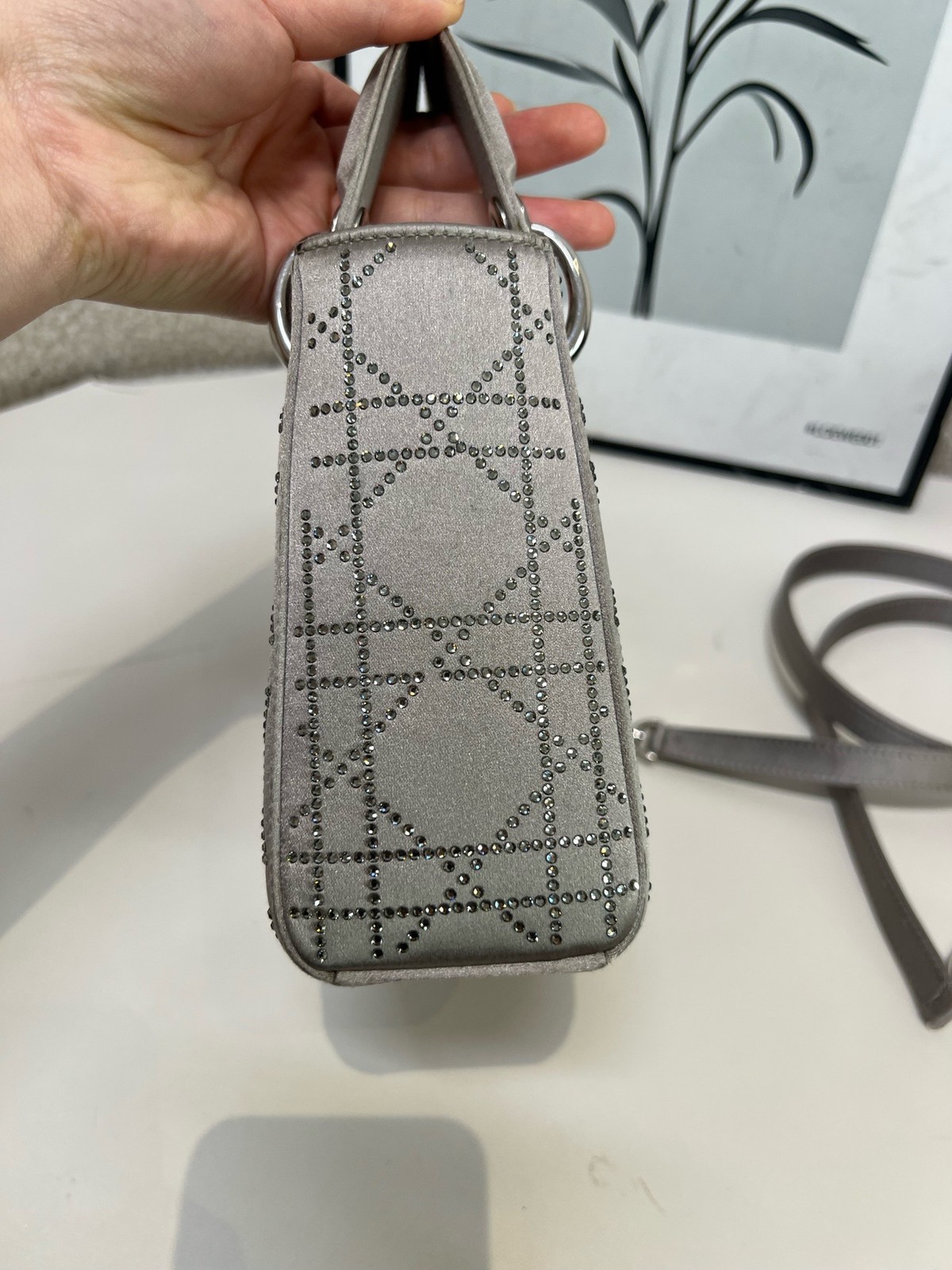 Dior Pre-Owned Authentic Satchel Silver Base length: 17 Silver