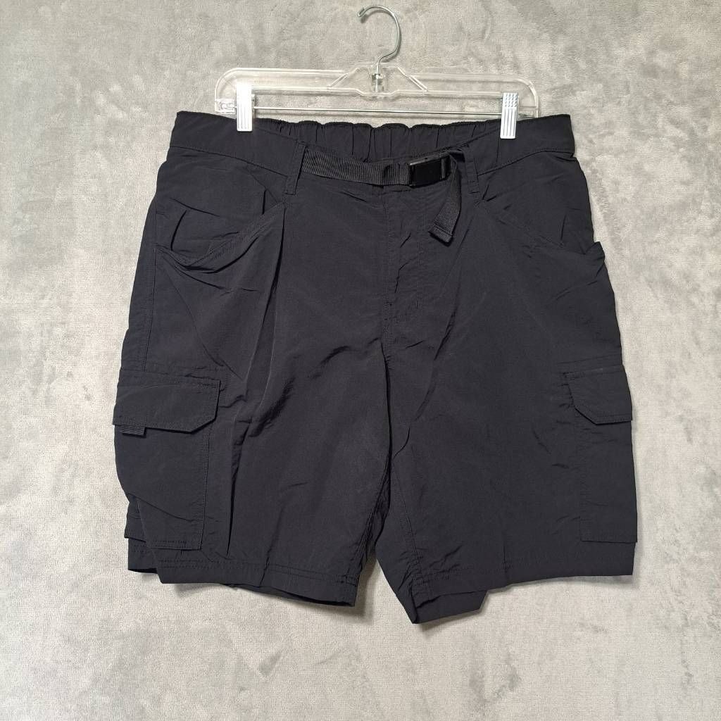 Lands End Medium 32-34 Cargo Shorts Black Adjustable Waist Utility