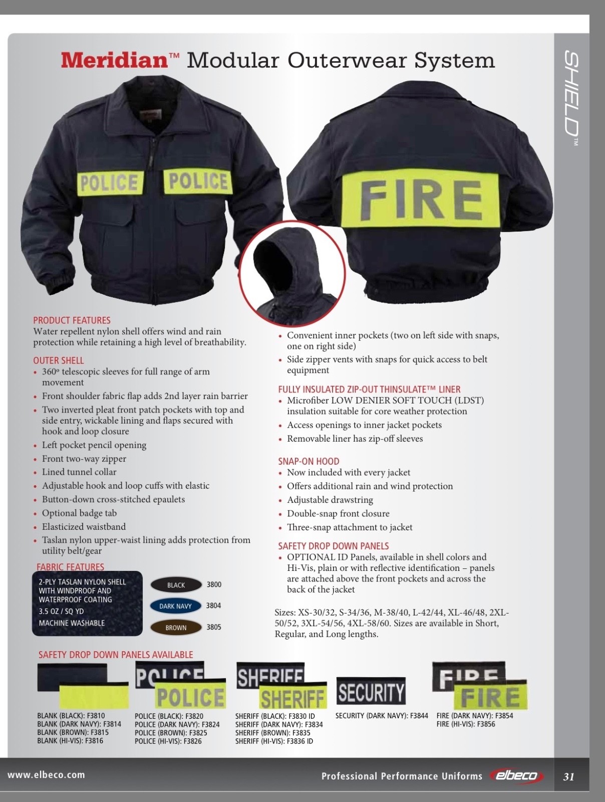 Elbeco Meridian Series Modular Duty Jacket Windbreaker Police EMS – Navy -XS-XXL