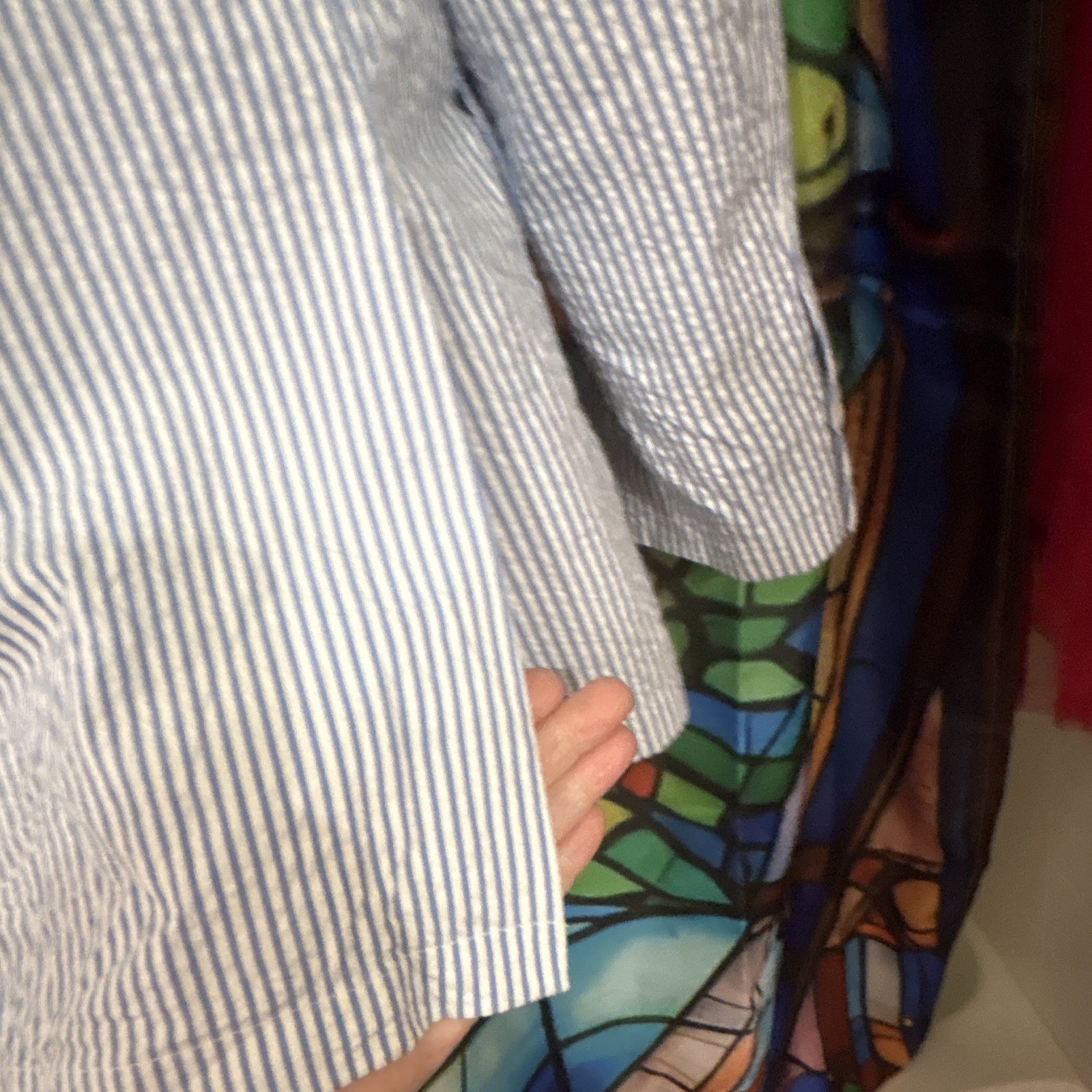 Cremieux Seersucker Pinstripe Jacket Size L. Excellent Condition.