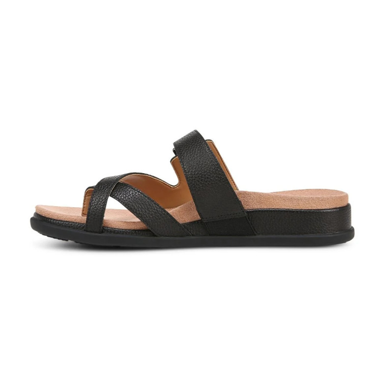 Hot Deal Vionic Carmela Strappy Slide Sandal, Tan Leather