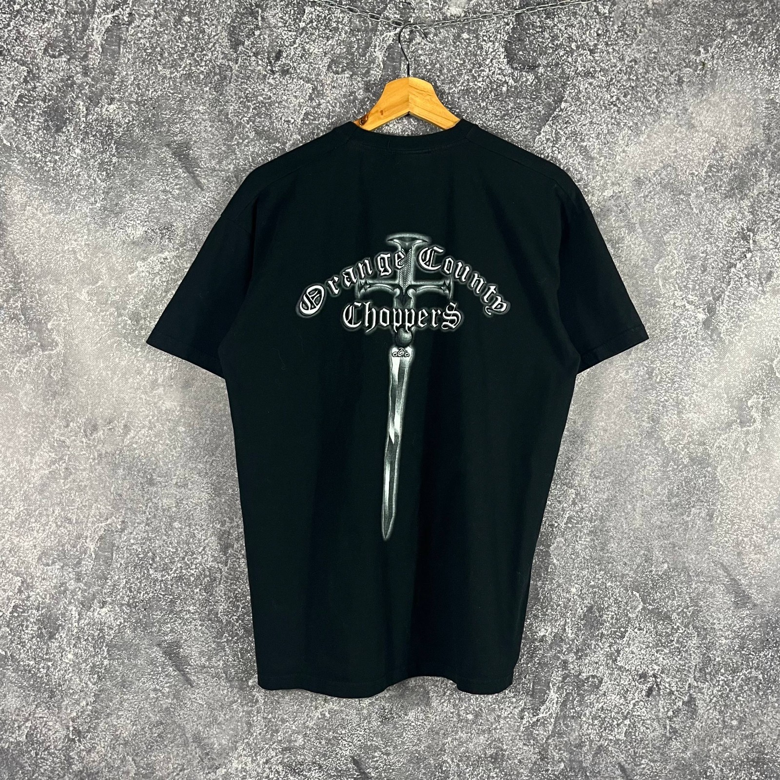 Orange County Choppers Vintage 00s T-Shirt Motorcycle Sword Black Size L