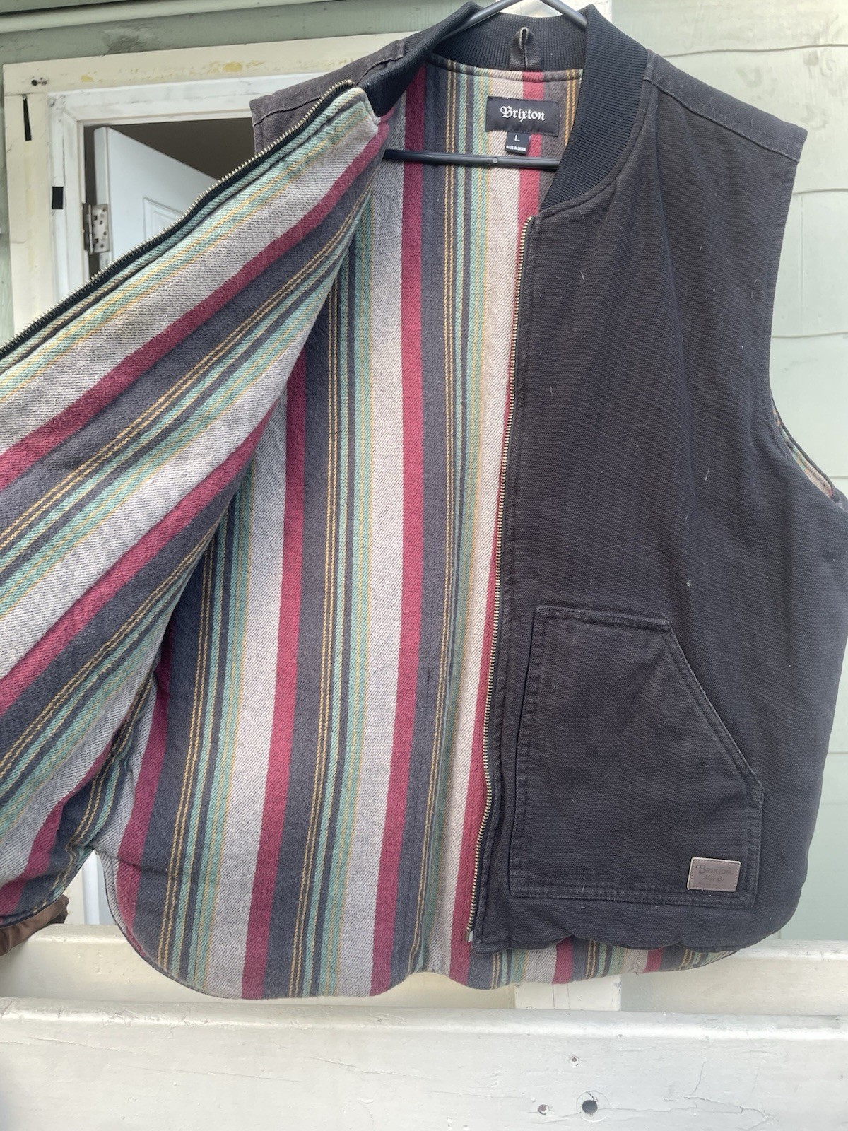 Brixton Men’s Black Full Zip Lined Vest w/ Pockets Stand-Up Collar Size L