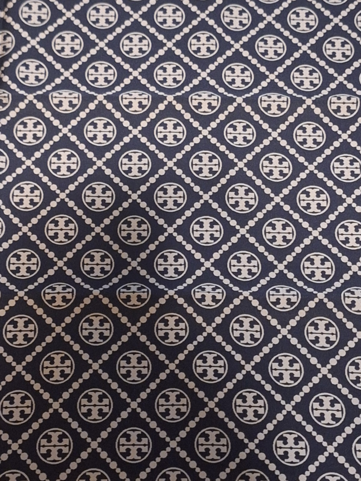 Brand New Tory Burch T Monogram Two Tone Scarf Tory Navy/New Ivory 27 X 27 In.