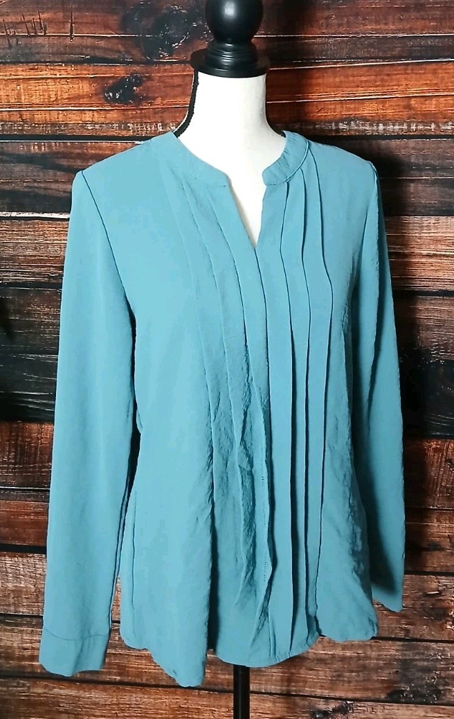 Blooming Jelly Two Piece Top Set Size M Textured Teal Pleated Tank & Tunic