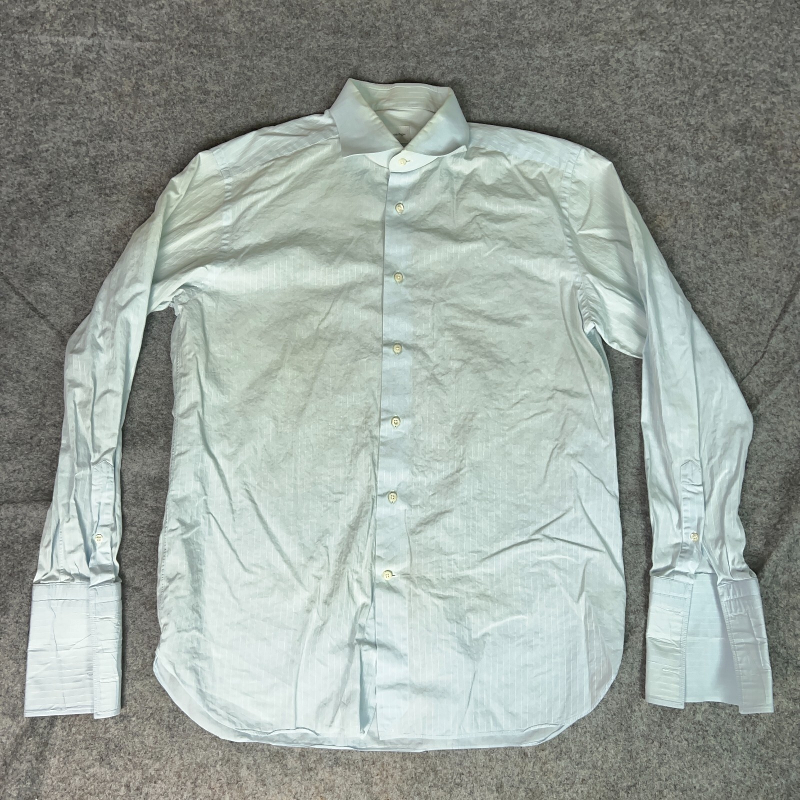 Ermenegildo Zegna Mens Shirt 16.5 42 Blue Dress Formal Business Cotton Top