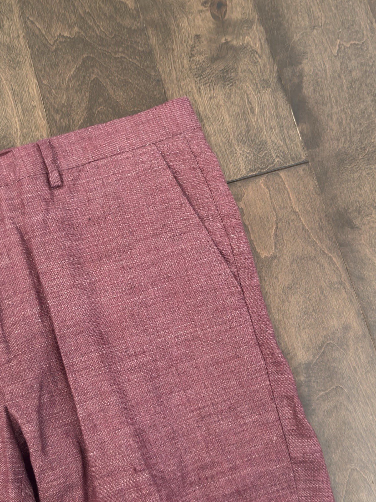Murano Baird Mcnutt Linen Dress Pants 36X32 Salmon Red Evan Fit Cuffed Modern
