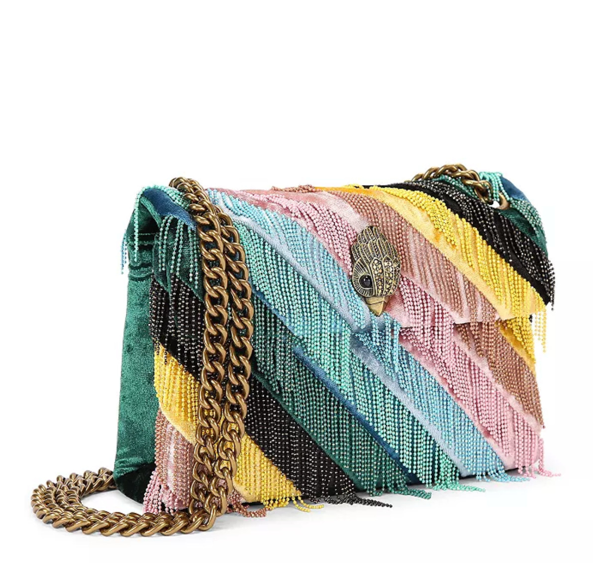 NWT $238 KURT GEIGER London Mini Kensington Fringe Evening Handbag