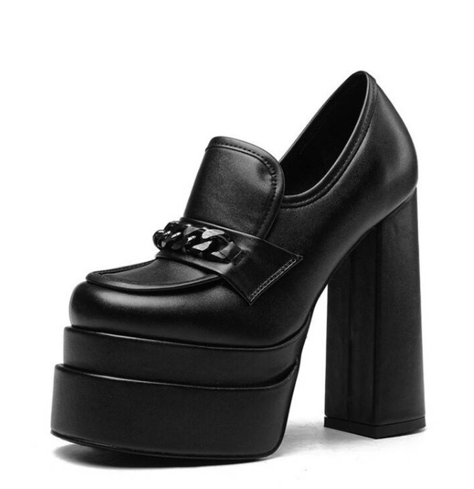 Women Metal Decor Platform Mary Jane’s Shoes Chunky Heel Catwalks Fashion Pumps