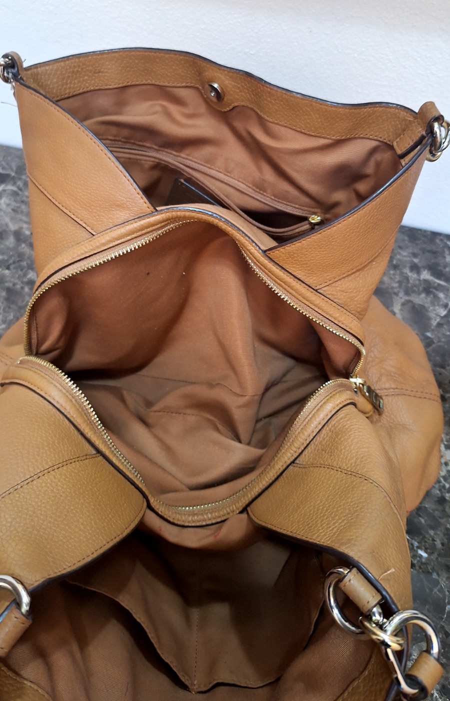 Coach F28997 British Tan Lexy Triple Compartment Shoulder Bag