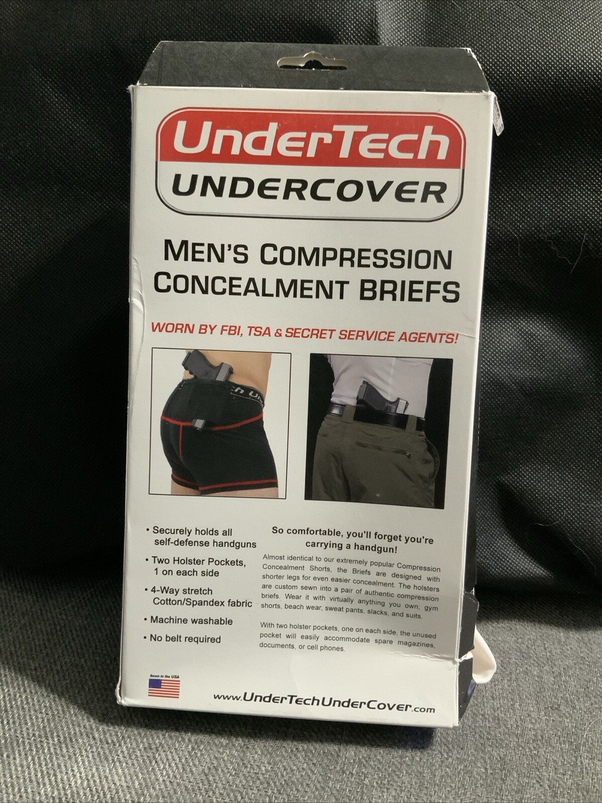 UnderTech Undercover White Men’s Compression Concealment Briefs Size X-Large