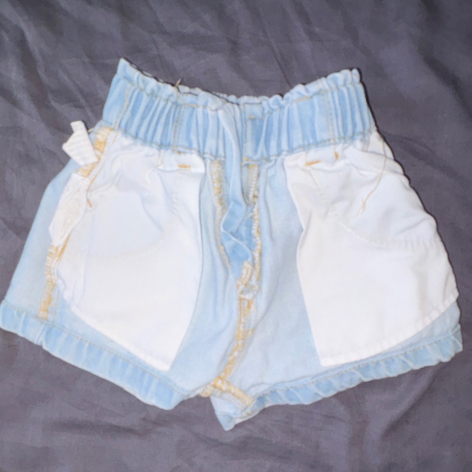 Zara Baby Paperbag Denim Shorts Light Blue 18-24M Elastic Waist Pockets
