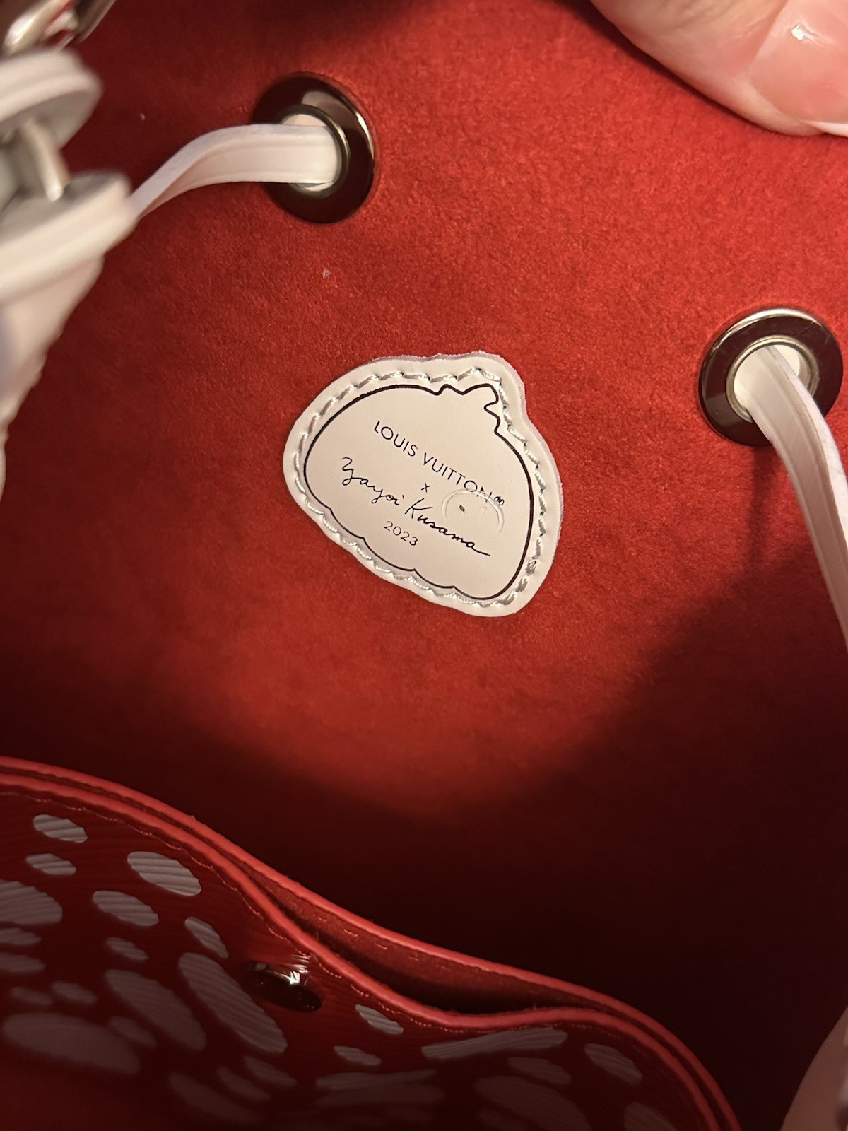 Louis Vuitton Yayoi Kusama NéoNoé BB Bucket Bag White/Red Polka Dot Strap