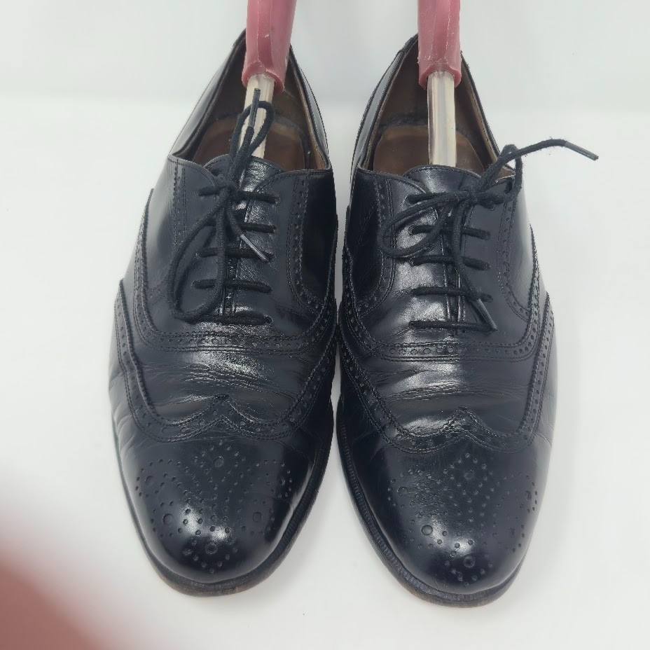 Bally of Switzerland Men’s Wingtip Oxfords Size 7 D Black Leather Brogue Vintage