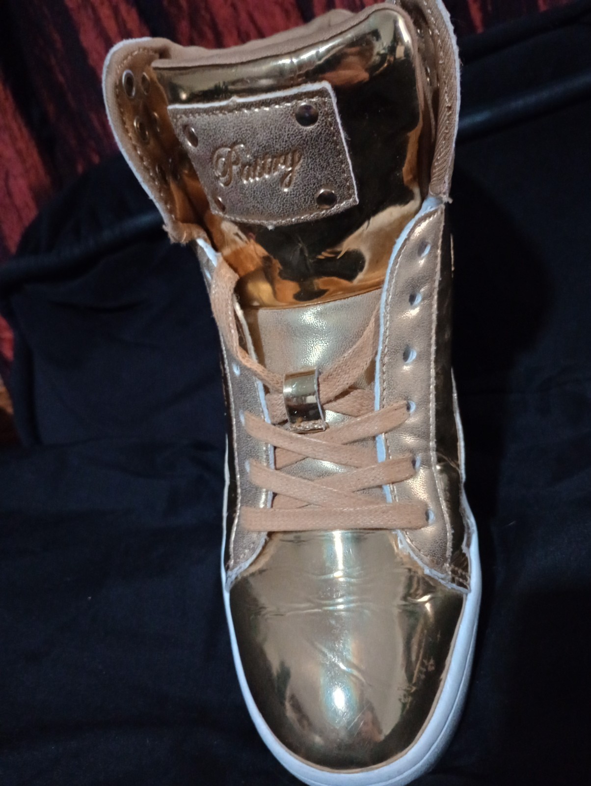 Pastry Glam Pie Metallic Gold Glitter High Top Sneakers Womens 10 Dance Shoes