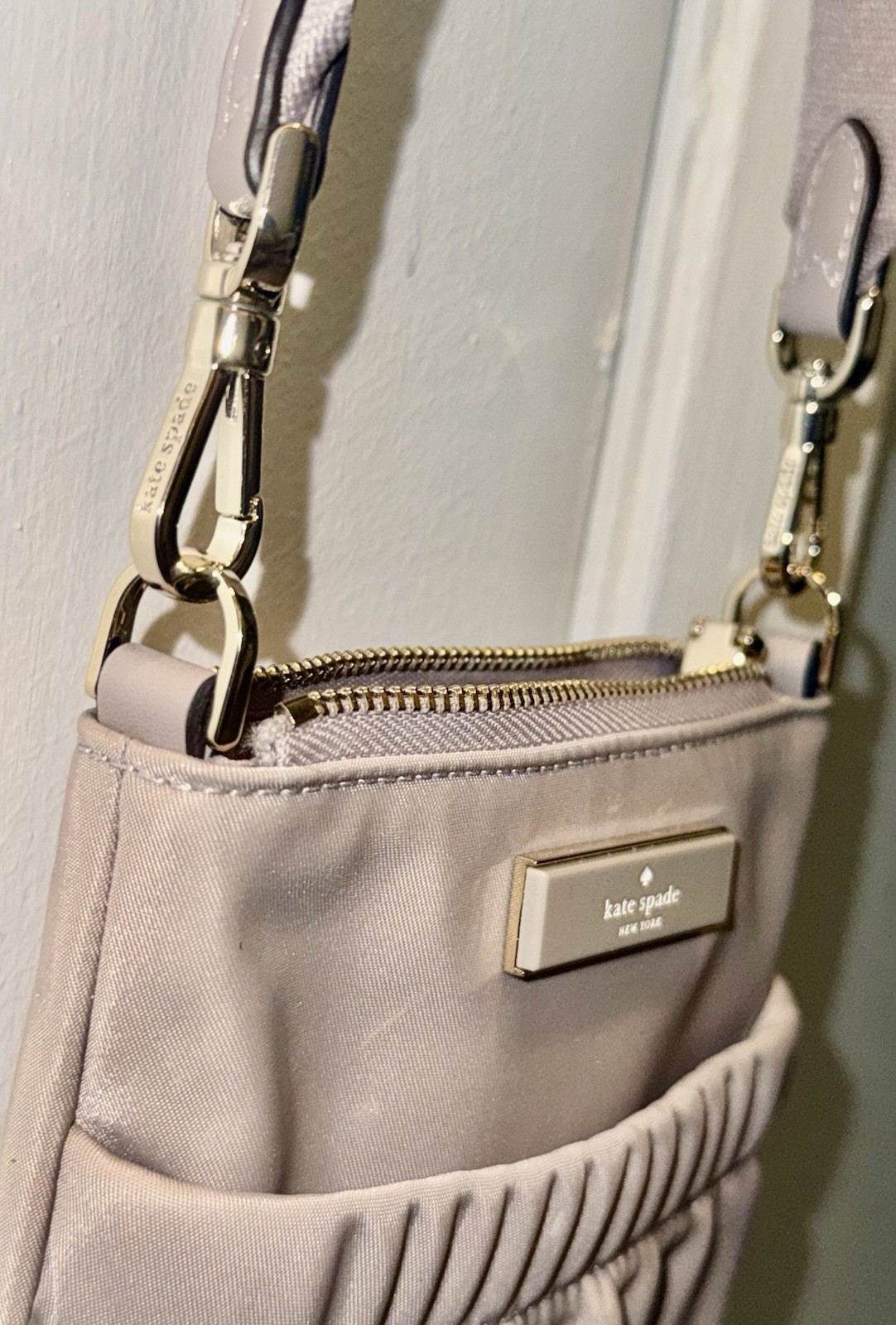 Kate Spade New York Blush Pink Nylon Crossbody Bag Gold Hardware Adjustable