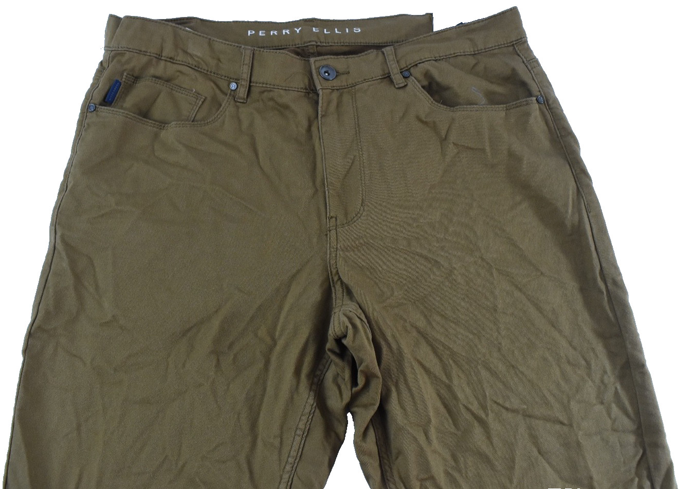 Perry Ellis Mens Chino Pants New 40X30 Brown Stretch 5 Pockets Slim Fit
