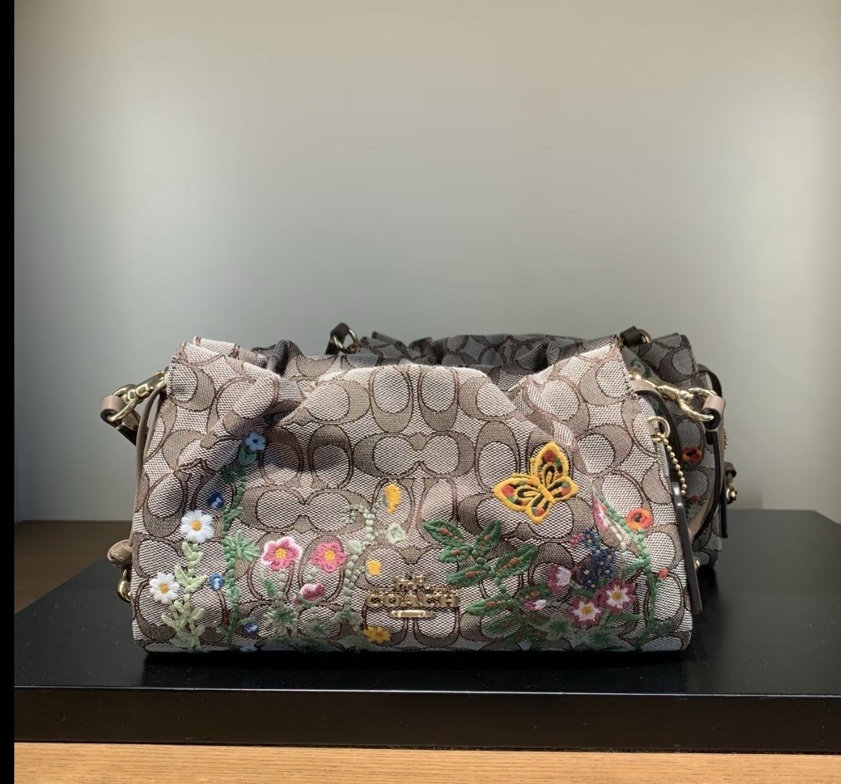 NWT CDZ02 COACH Faye Shoulder Bag In Signature Jacquard With Floral Embroidery
