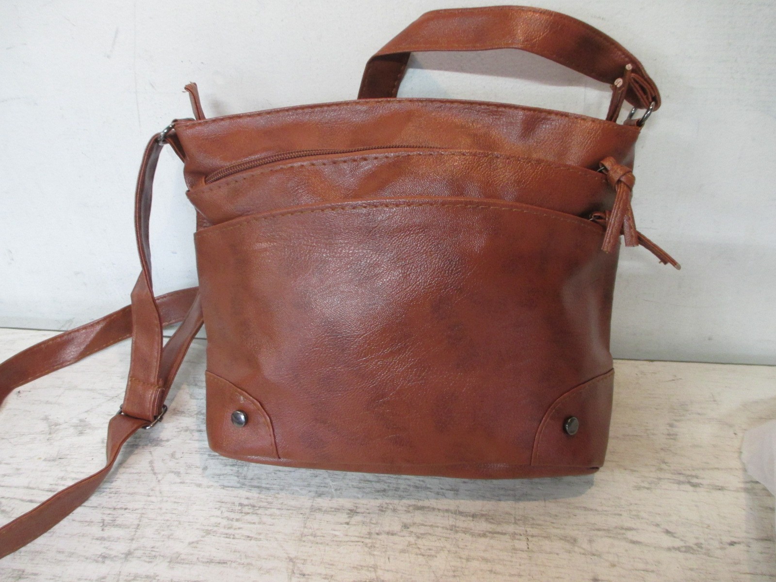 Brown Medium Capacity Soft PU Leather Shoulder Purse Crossbody Bag