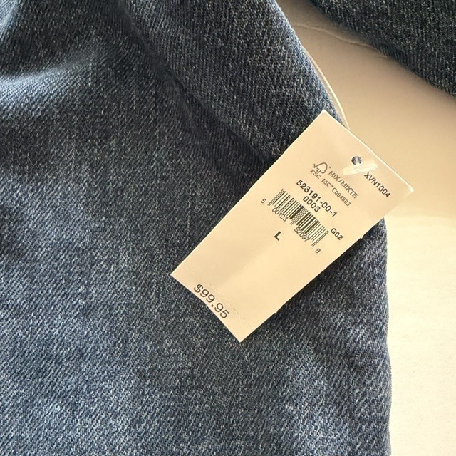 Gap Women’s Mid-Thigh Oversized Denim Jean Jacket Size L Blue 31″ Length NWT