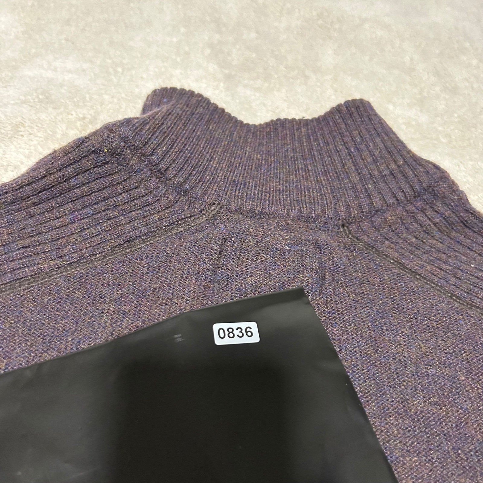 Royal Robbins Sweater Mens M Brown Purple Wool Blend Quarter Zip Ribbed Pullover