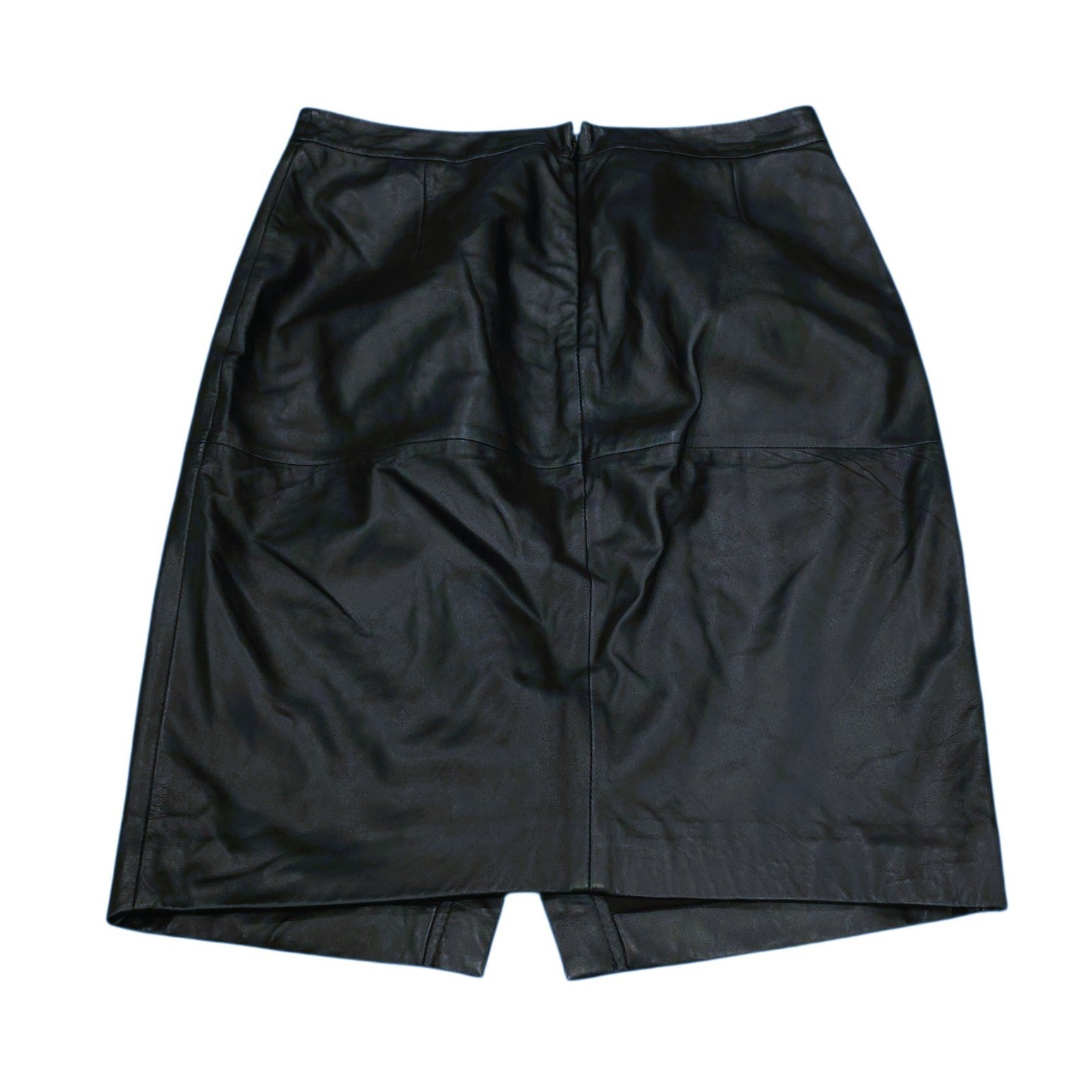 Halogen Leather Pencil Skirt Above-the-Knee with Diagonal Front Seam EUC Size 4