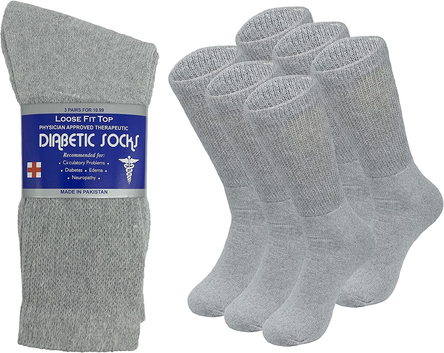 3-12 Pairs Mens Crew Health Circulatory Diabetic Cotton Gray Socks Size 9-15