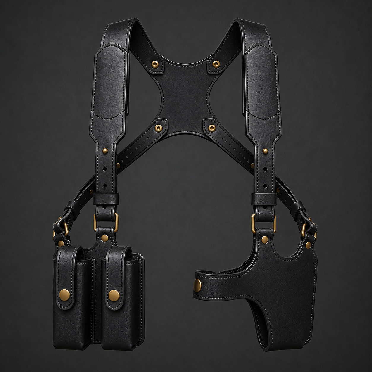 Genuine Leather Shoulder Holster Harness Magazine Pouch Adjustable Chest Rig