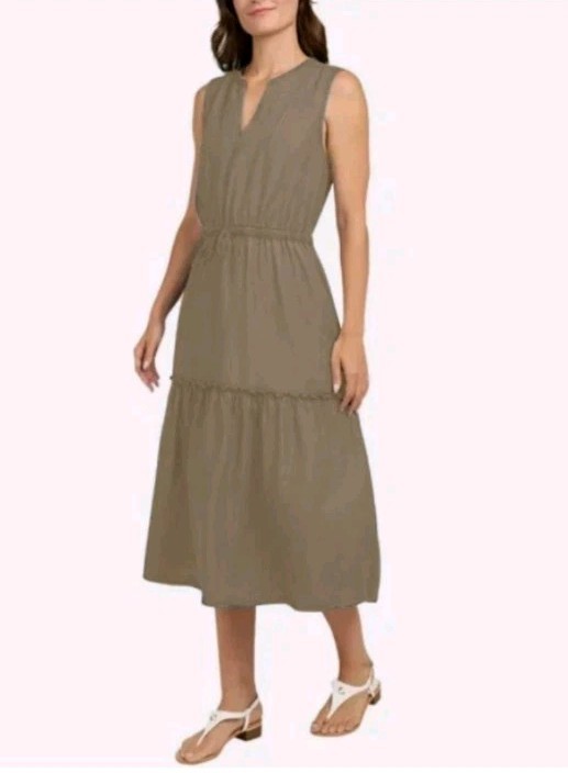 LANDS’ END LYOCELL TIERED LADIES MIDI DRESS.