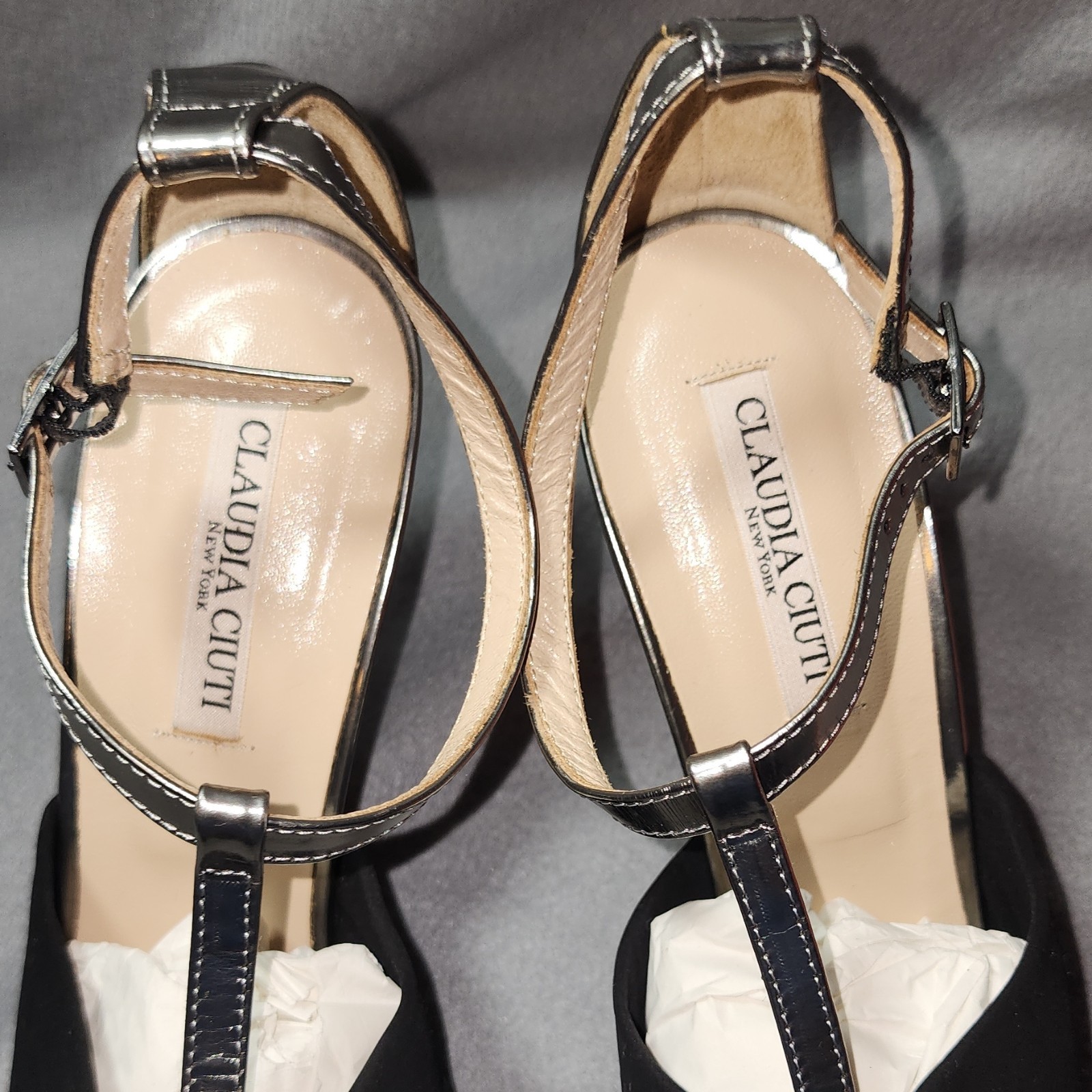 claudia ciuti strappy heels black silver ankle strap open toe stiletto