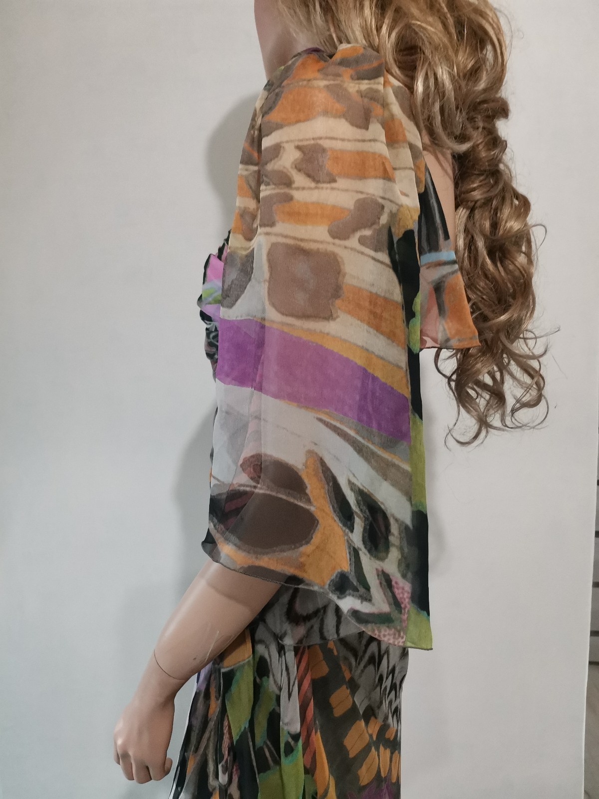 🆓US🛃 RESORT 2011 ALBERTA FERRETTI Abstract Print corset silk maxi Dress IT 40