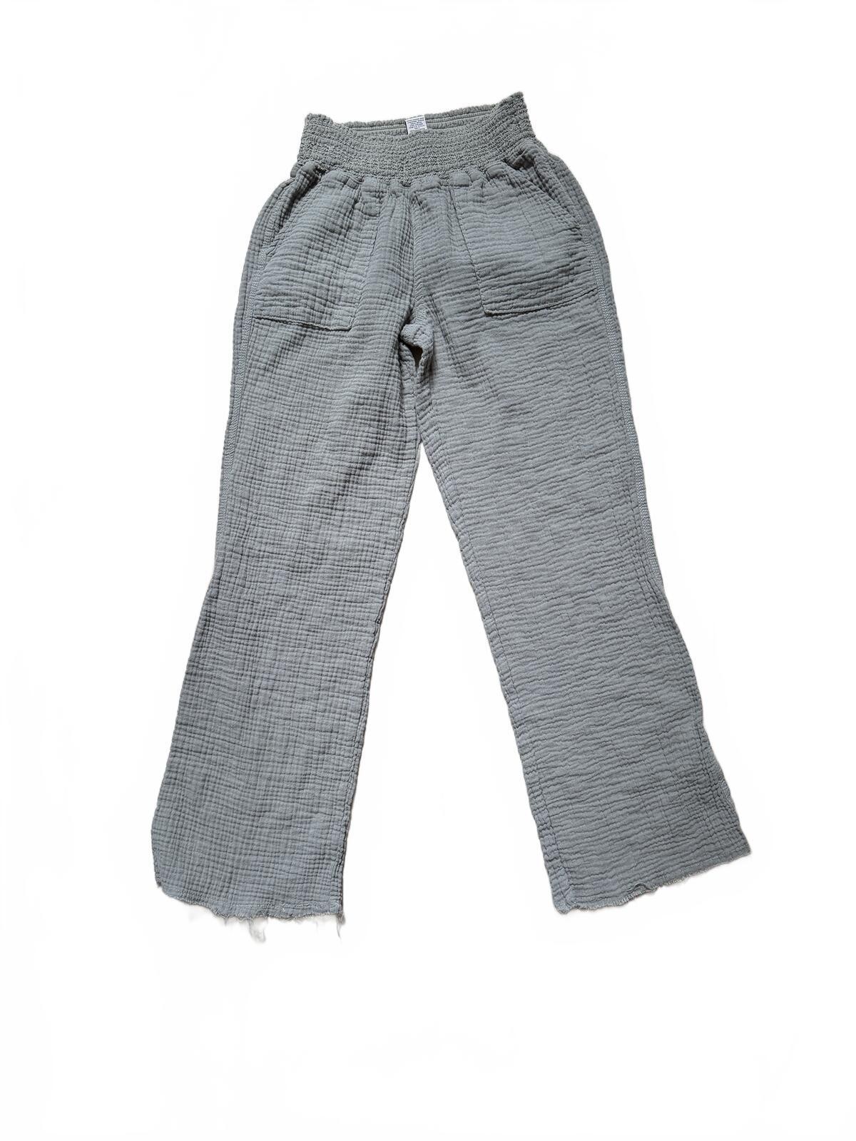 Sincerely Jules Green Textured Wide-Leg Cotton Pants Size M
