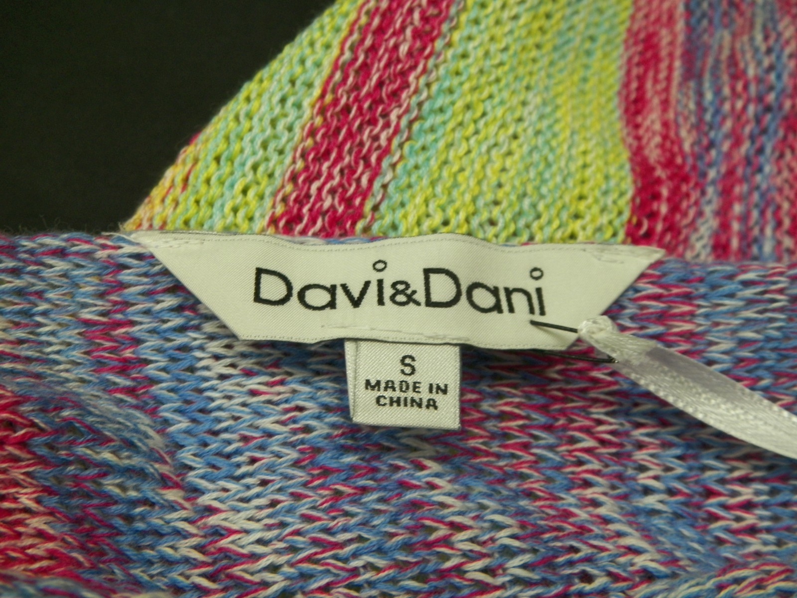 Davi & Dani Multi Striped Oversized Loose Fit Sweater Top Size Small
