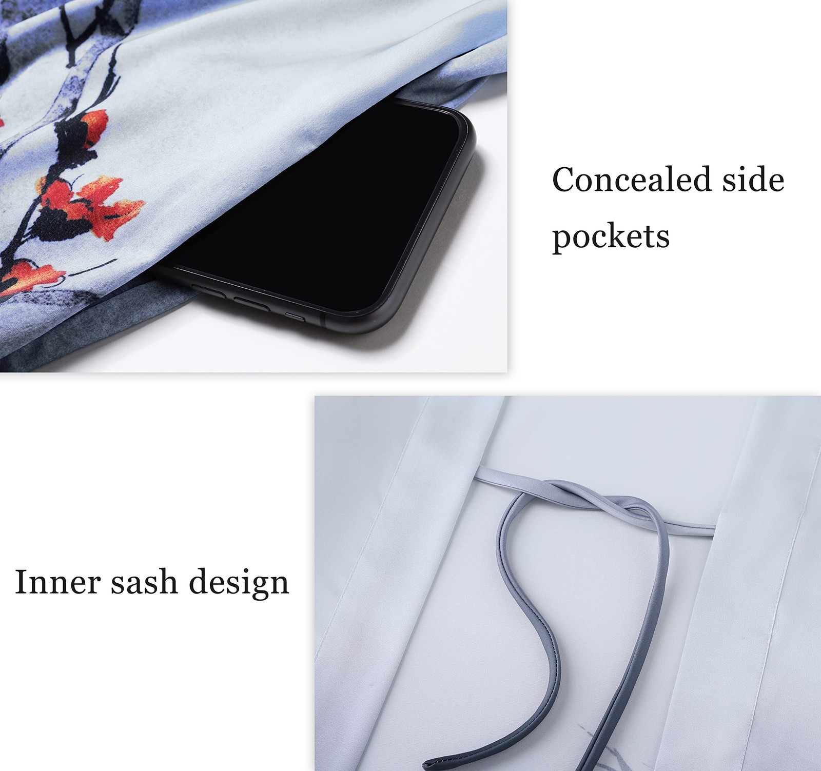 PRODESIGN Long Satin Nightgown with Gradient Watercolor Pattern – Silky Kimono