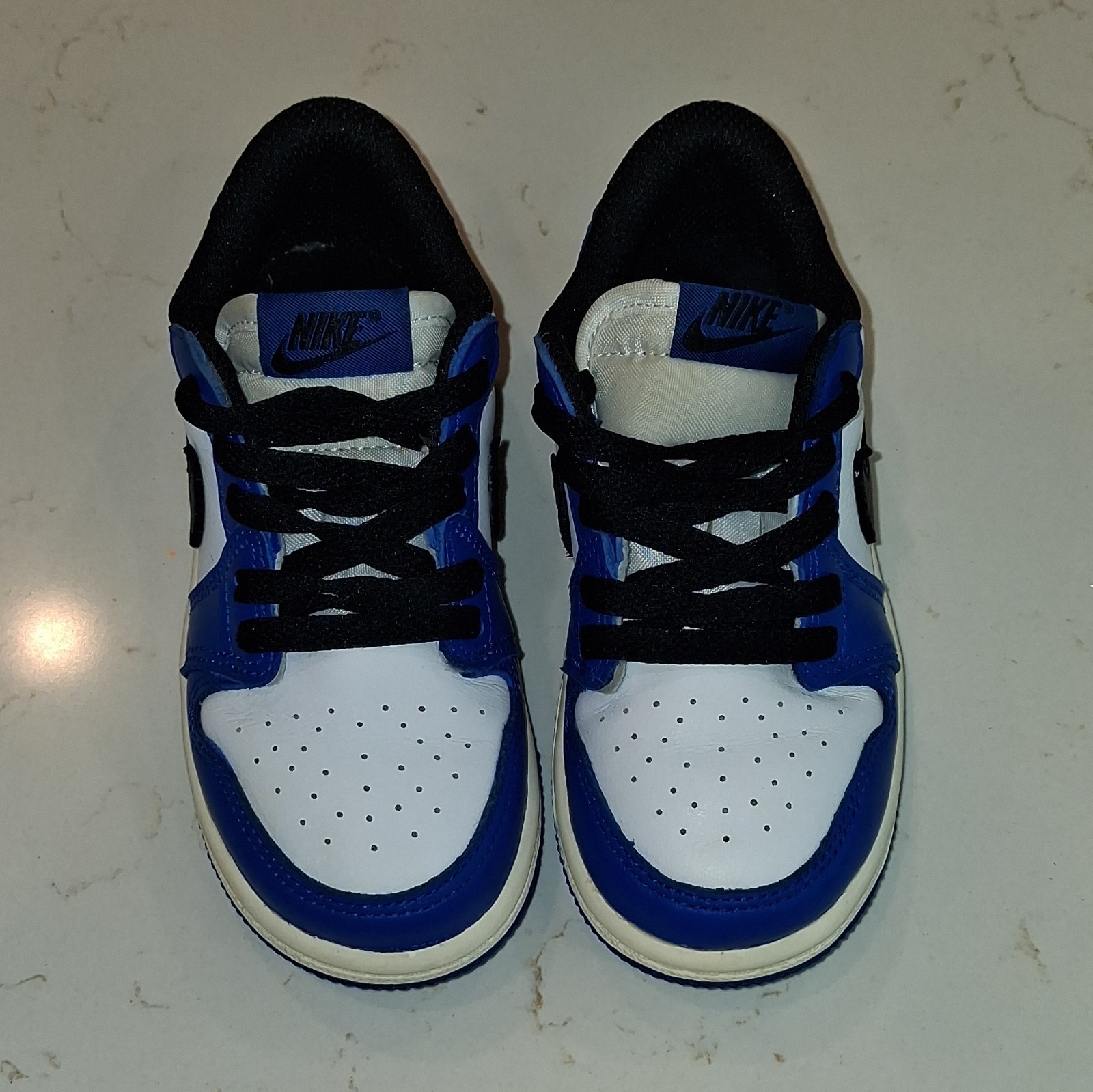 Jordan Air Jordan 1 Low (TD) Leather Lace-Up Sneaker Blue/White/Black 9C