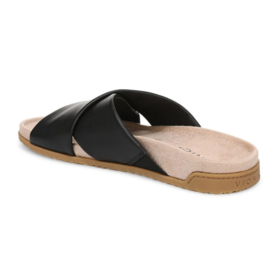 VIONICS Etna Slide Sandal – Black Leather NEW