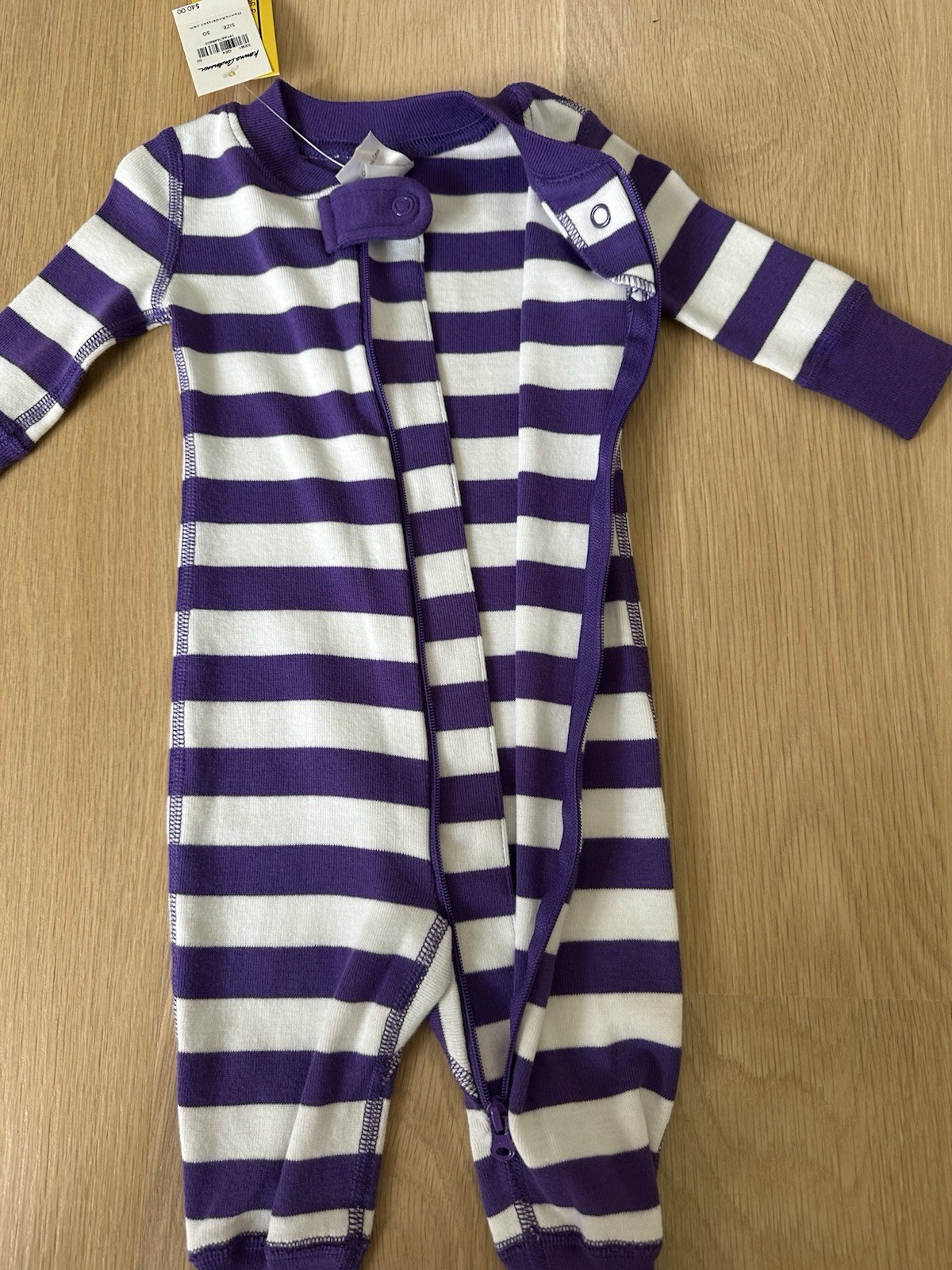 Hanna Andersson HannaJams Organic Cotton Striped Zip Sleeper One Piece 0-3 M NWT