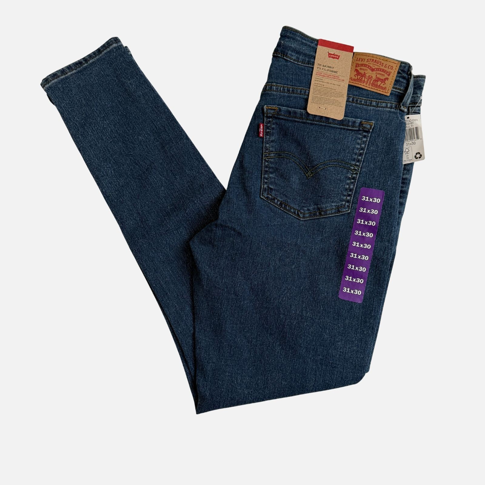 Levi’s Women’s 711 Skinny Jeans, Blue Stellar Stretch, Size W31 x 30L