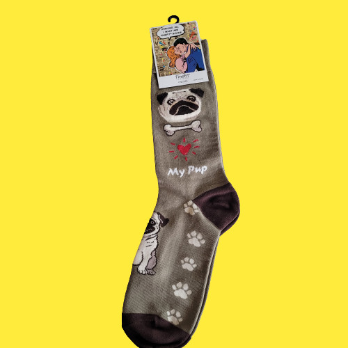 PUG Dog Socks Fun Novelty Dress Casual Unisex SOX FineFit One Size