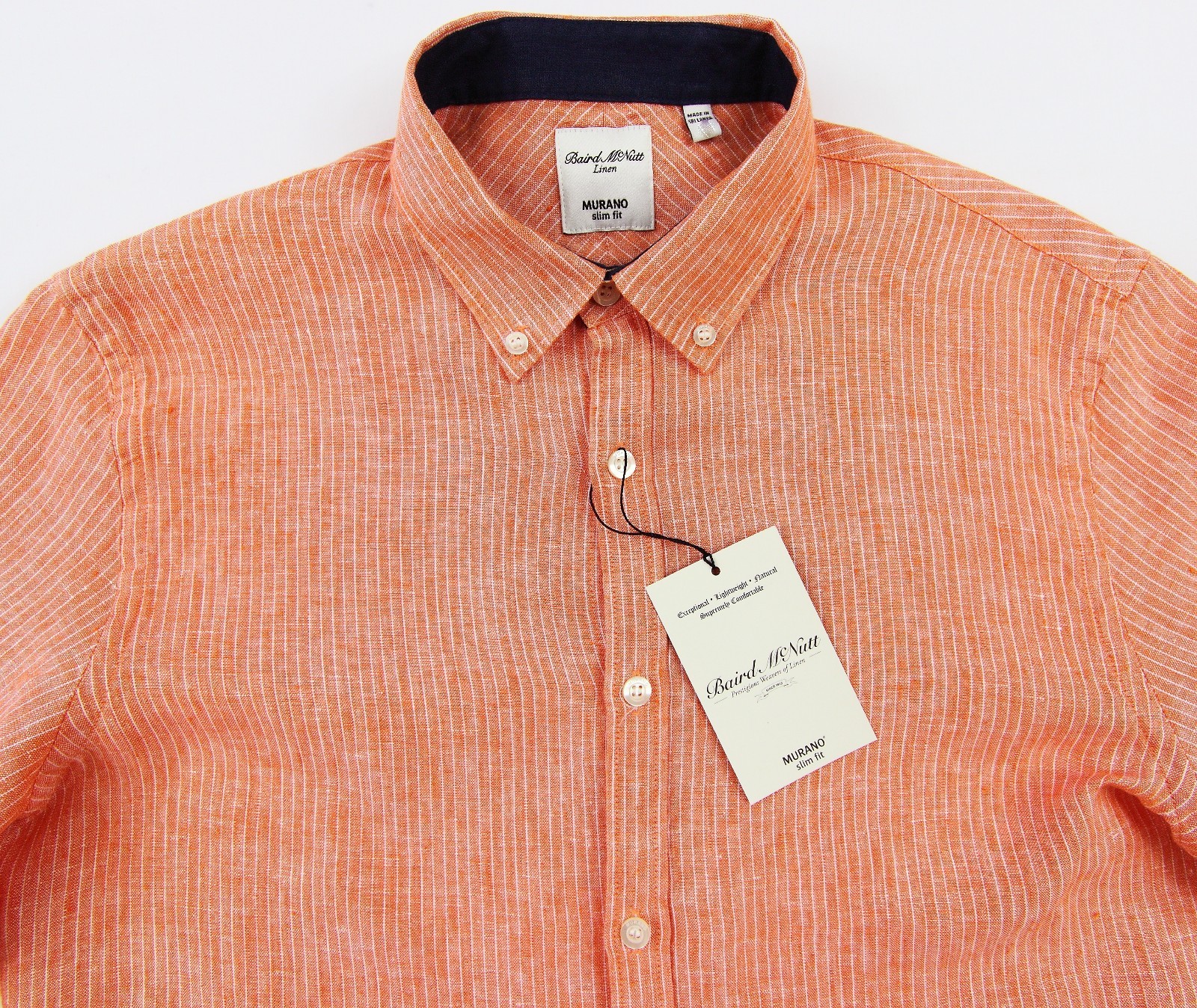 Men’s MURANO Orange White Striped Slim Fit Linen Shirt Extra Large XL NWT NEW