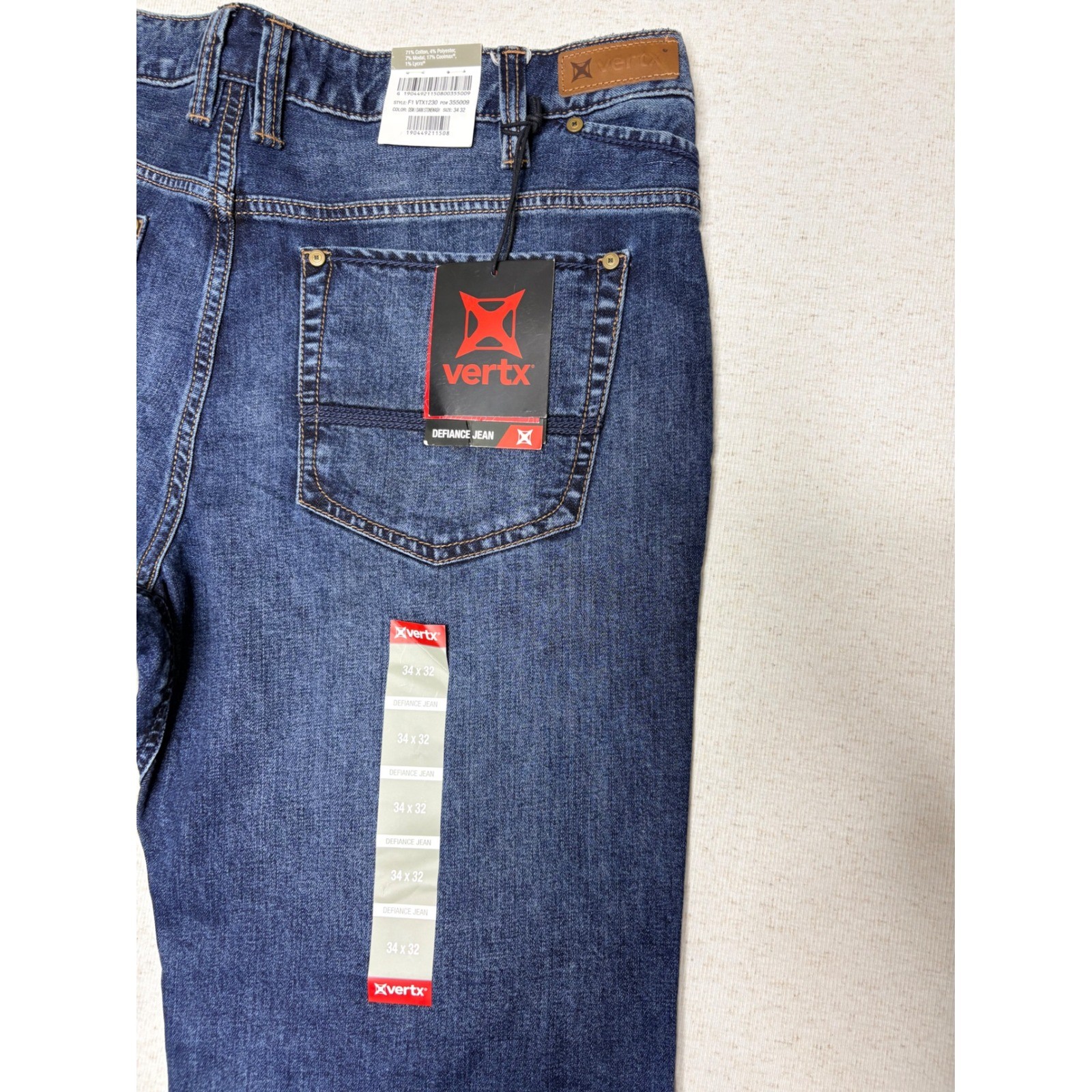 Vertx Defiance Tactical Jeans Mens 34×32 Dark Stonewash Coolmax VTX1230 NEW