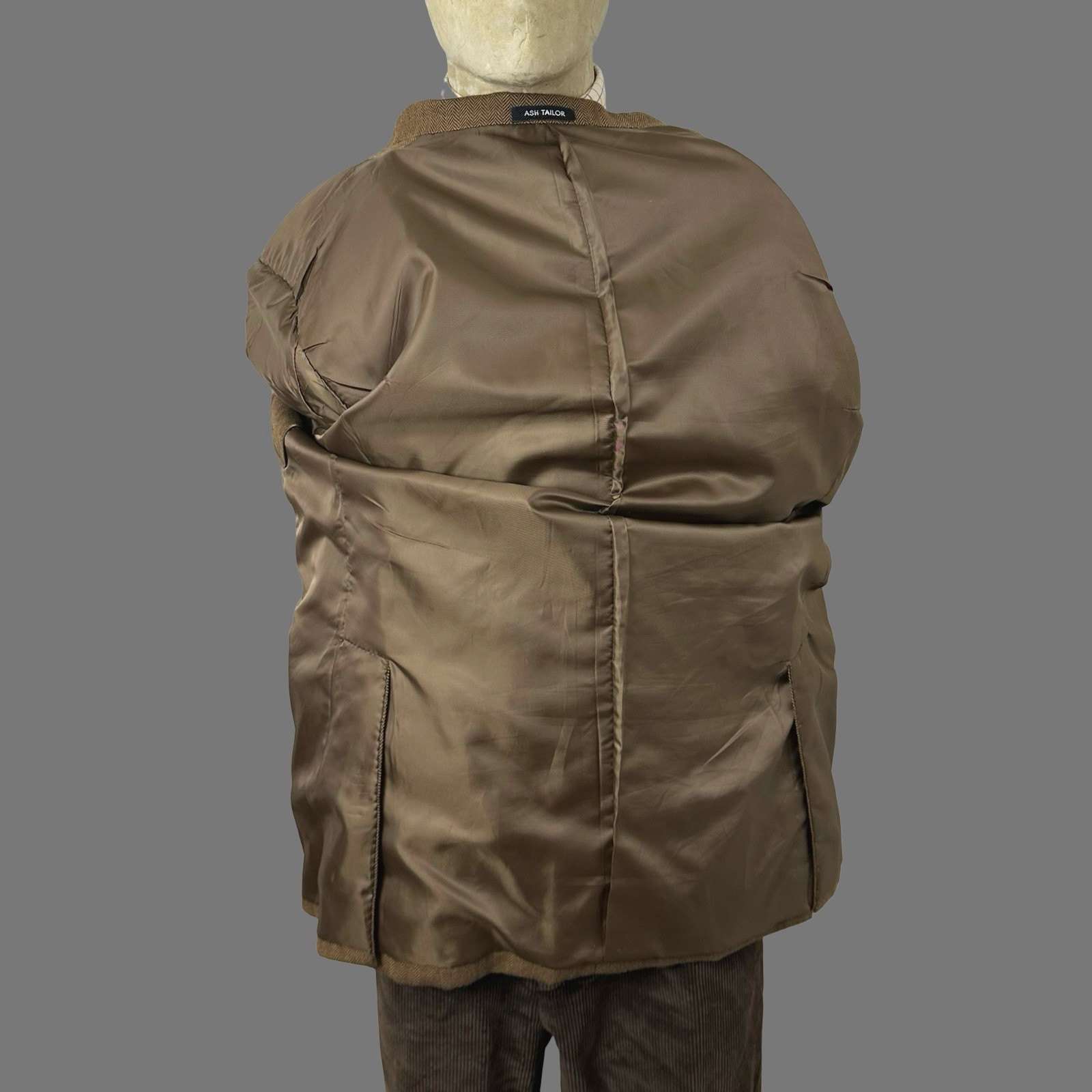 Bespoke Tweed Sport Coat 42R Brown Herringbone Ash Tailor Wool Jacket Tailored
