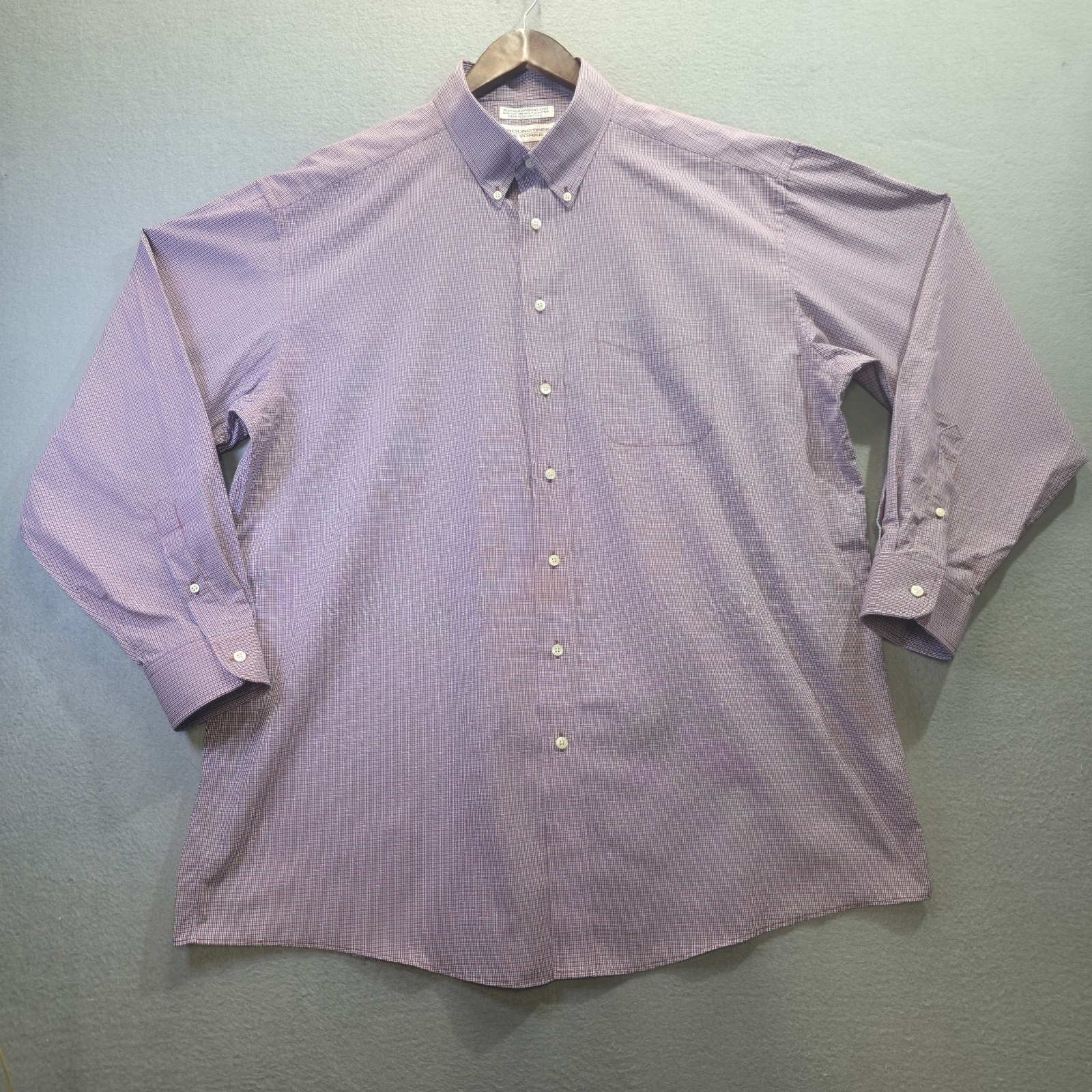 Roundtree & Yorke Men’s Blended Broadcloth Dress Shirt Size 17.5/36 Tall
