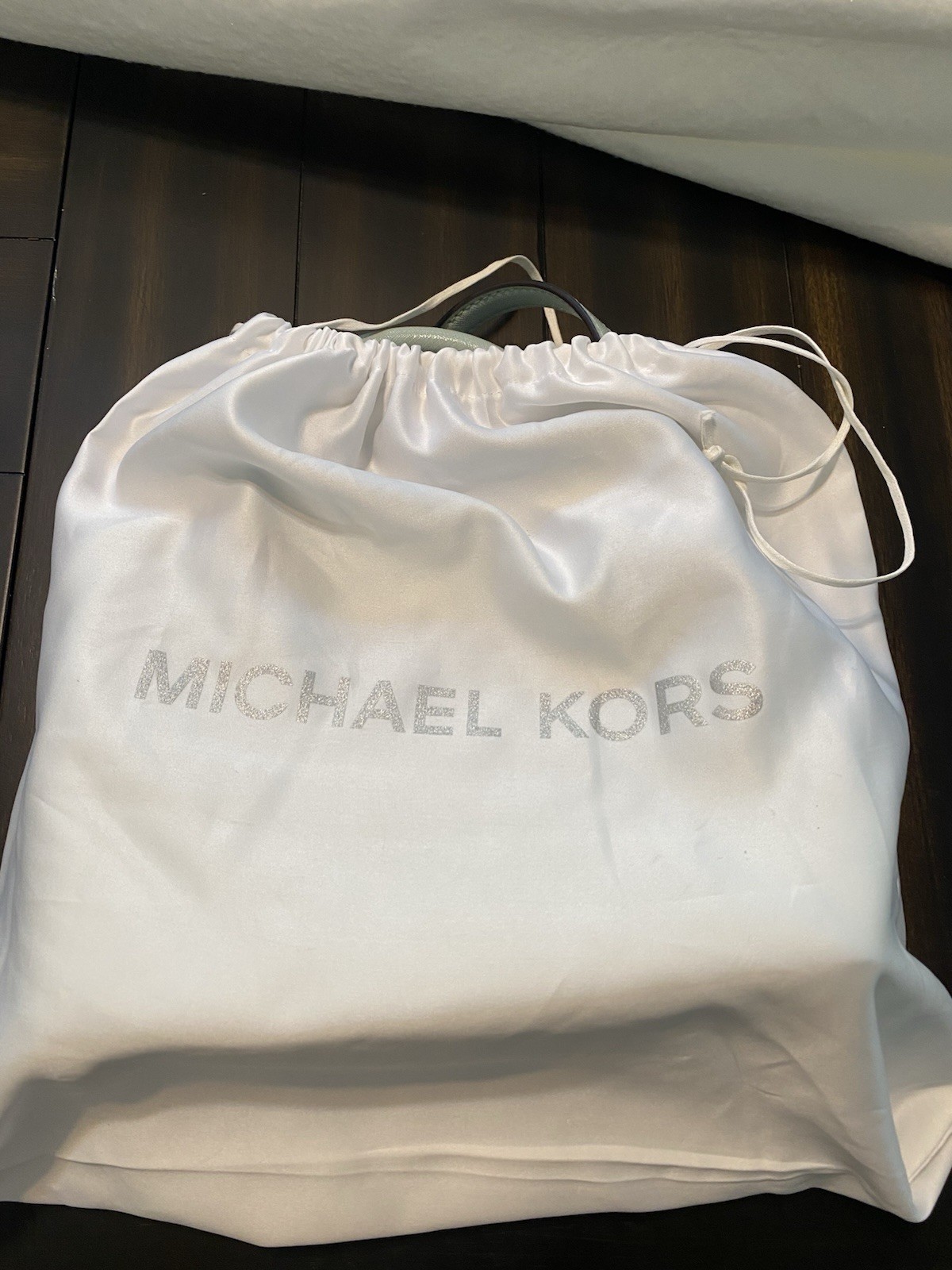 Michael Kors Light Blue Satchel Top Handle Bag Shoulder Strap Dust Bag Silver
