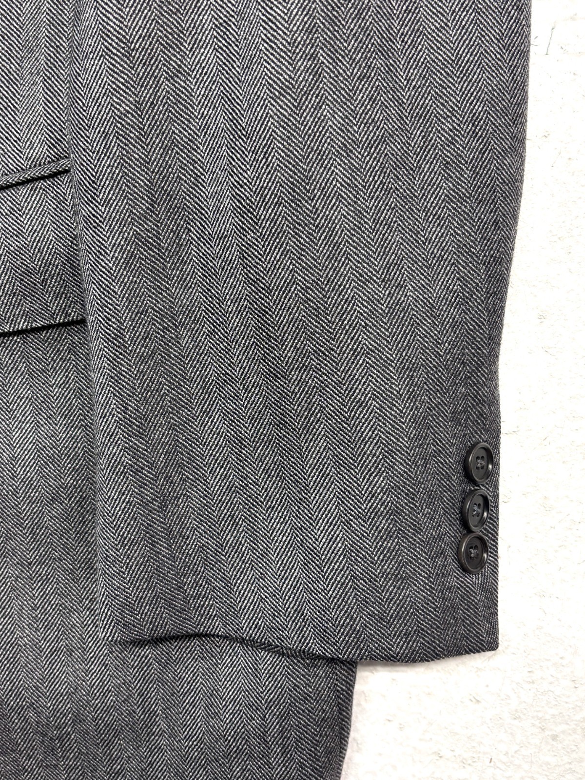 Luca diMarco Bespoke 44R Gray Herringbone Blazer Jacket Sport Coat Flannel Wool